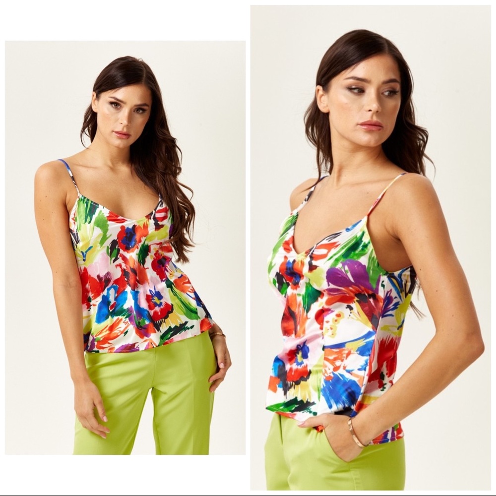 LIQUORISH Cami top in abstract floral print